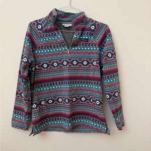 Artist Teal Pink Red Grey Aztec Geometric Pullover with soft lining